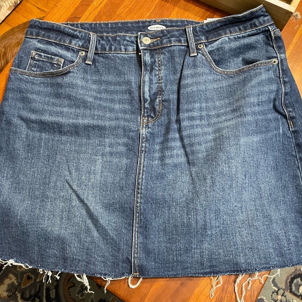 Unfinished Denim Skirt